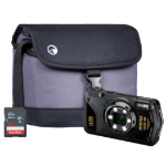 Pentax WG-8 20MP 5x Zoom Tough Compact Camera - Black - Camera + Sandisk 64GB SD Card + System Bag