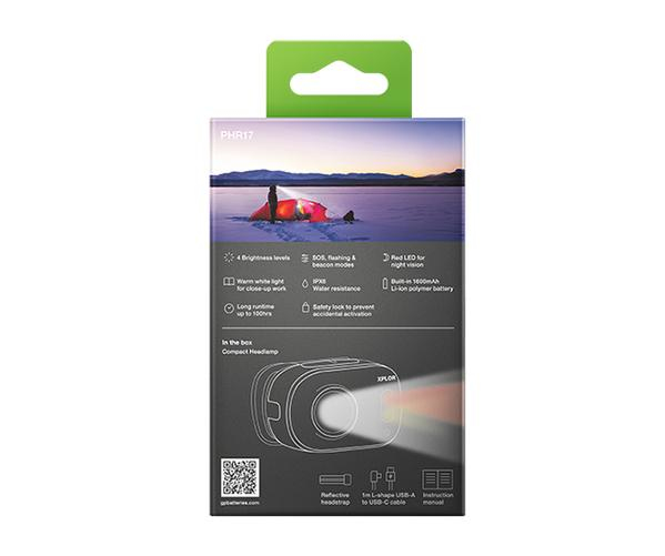 GP Lighting Xplor PHR17 Svart, Grön Pannbandsficklampa