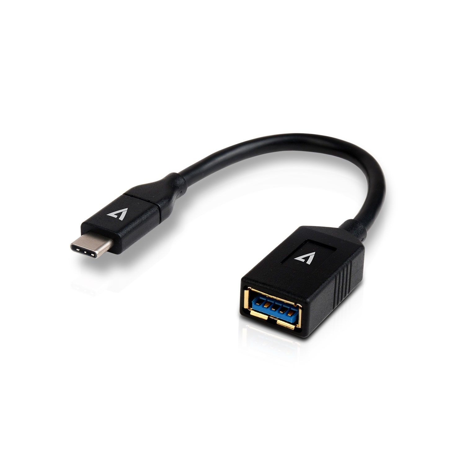 Image of V7 Black USB Cable USB 3.0 A Female to USB-C Male 0.3m 1ft