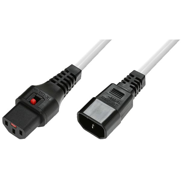 Microconnect White Mc-C13c14lock-1Mw Power Cable 1 M C13 Coupler C14 C