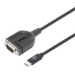 Manhattan USB-C to Serial Converter cable, 1m, Male to Male, Serial/RS232/COM/DB9, Prolific PL2303GT Chip, Black cable, Three Years Warranty