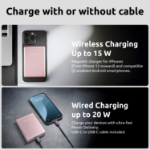 Intenso MW10000 Magnetic Power Bank 10000 mAh – MagSafe Compatible, 15W Wireless Charging, 20W USB-C PD, For iPhone & Android – Tested in Germany – Rosé