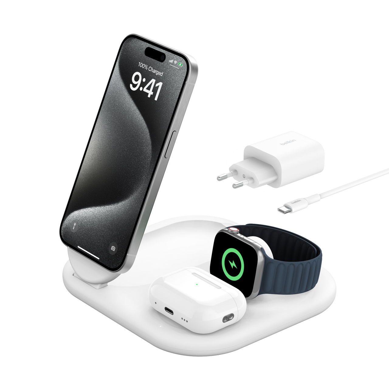 Belkin BoostCharge Headphones. Smartphone. Smartwatch White USB Wirele