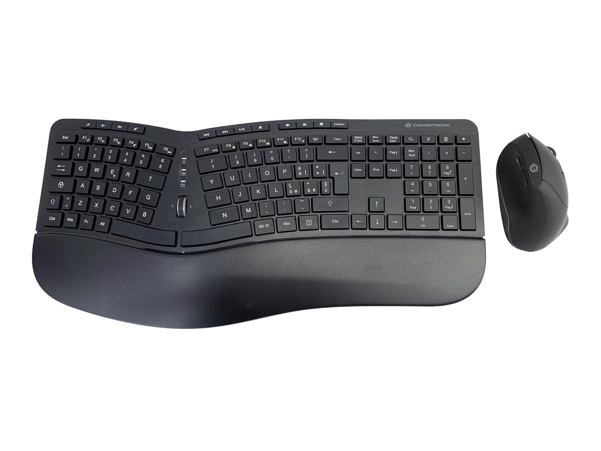 Conceptronic ORAZIO ERGO Wireless Ergonomic Keyboard & Mouse Kit, Italian layout