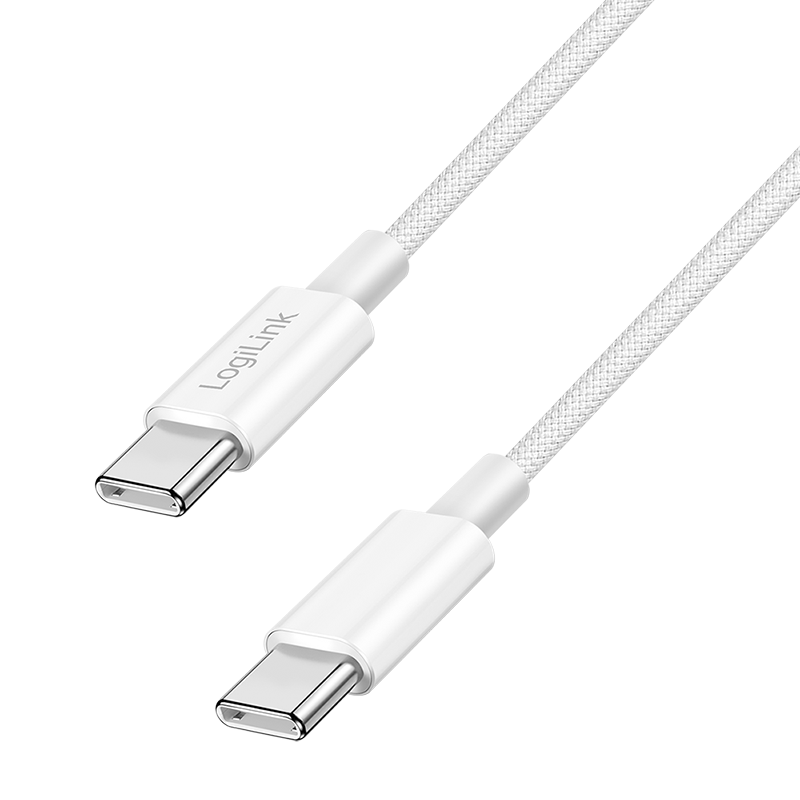 LogiLink USB 2.0 Type-C cable. C/M to C/M. 480 Mbps. 60W. nylon. white