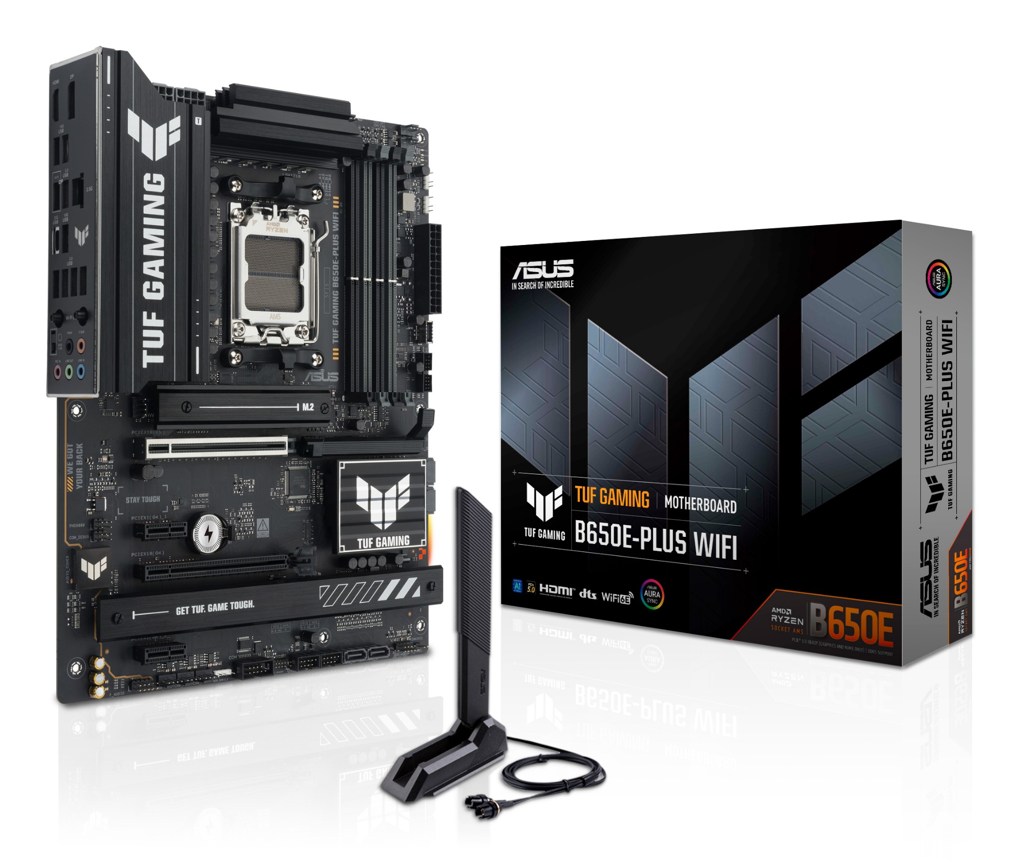 90MB1M20-M0EAY0 ASUS TUF GAMING B650E-PLUS WIFI, AMD B650, AM5, ATX, 4 DDR5, HDMI, DP, Wi-Fi 6E, 2.5G LAN, PCIe5, RGB, 3x M.2