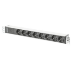 Digitus aluminum outlet strip with pre-fuse, 8 safety outlets, 2 m supply IEC C14 plug