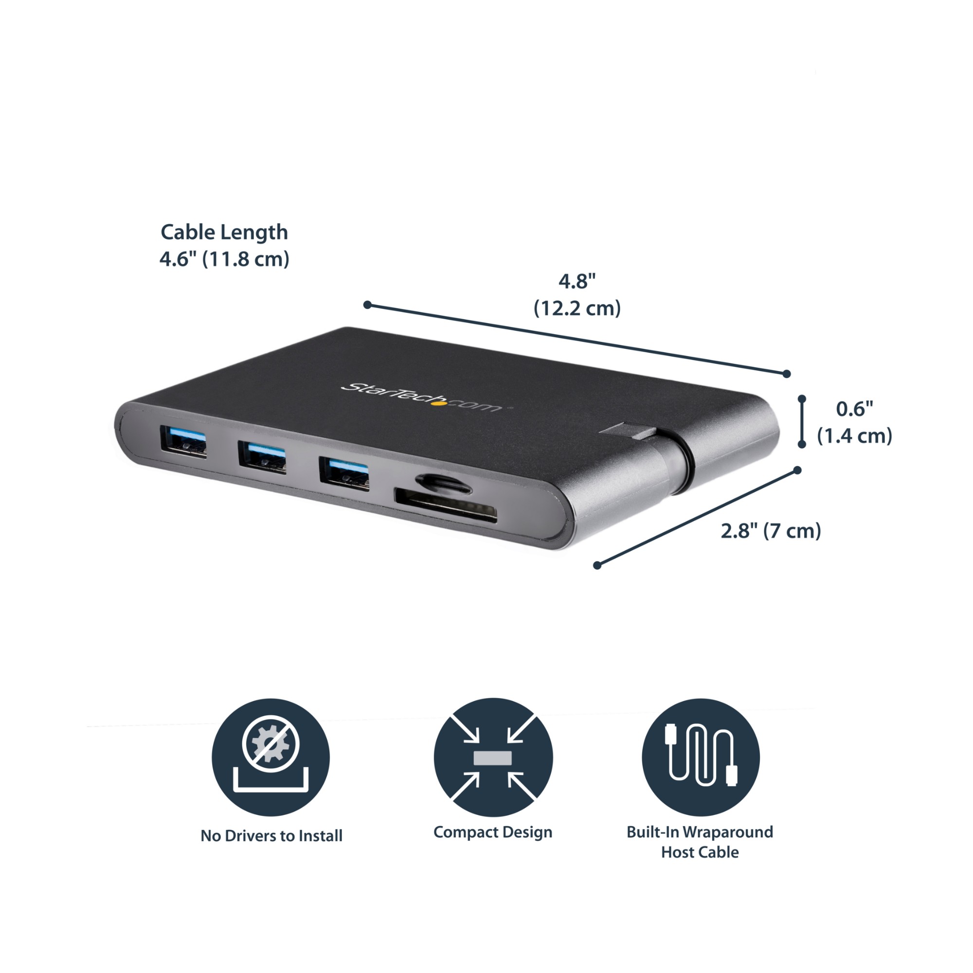 StarTech.com USB C Multiport Adapter - USB Type-C Mini Dock with HDMI 4K or VGA 1080p Video - 100W Power Delivery Passthrough, 3-port USB 3.0 Hub, GbE, SD &amp; MicroSD - Laptop Travel Dock