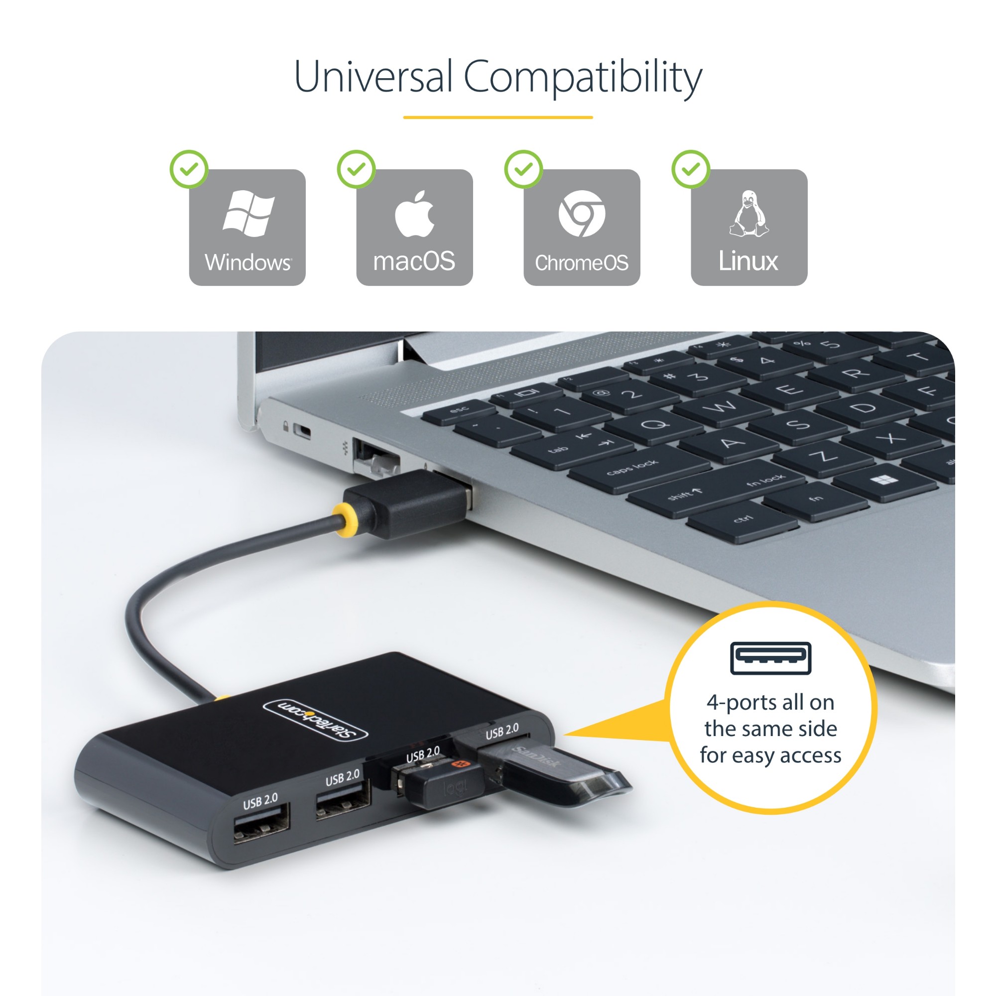 StarTech.com ST4200MINI2-USB-HUB interface hub USB 2.0 480 Mbit/s Black
