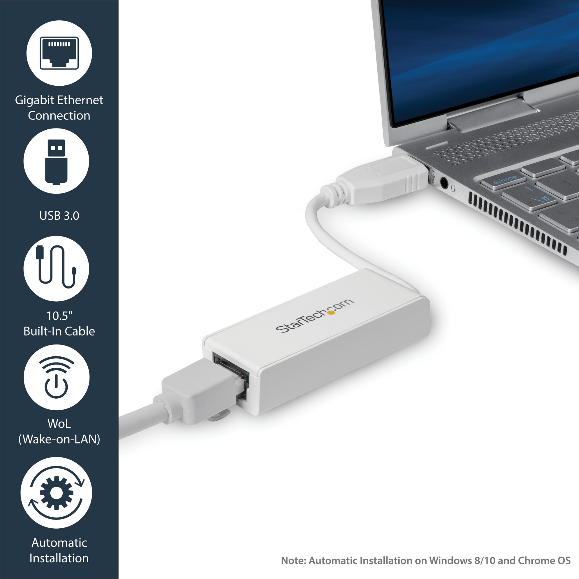 StarTech.com USB 3.0 to Gigabit Ethernet NIC Network Adapter - White