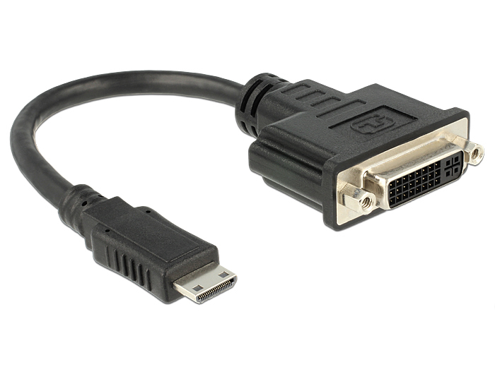 65564 DELOCK 65564 - 0.2 m - HDMI Type C (Mini) - DVI-D - Male - Female - Black