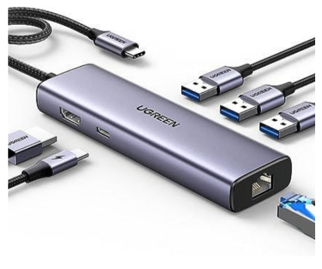 Ugreen 15598 interface hub USB 3.2 Gen 1 (3.1 Gen 1) Type-C 5000 Mbit/s Silver