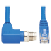 Tripp Lite NM12-604-02M-BL M12 X-Code Cat6 1G UTP CMR-LP Ethernet Cable (Right-Angle M12 M/RJ45 M), IP68, PoE, Blue, 2 m (6.6 ft.)