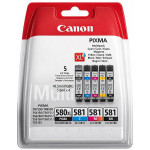 Canon 2024C007/PGI-580XLCLI-581 Ink cartridge multi pack 2x Bk + 1x C,M,Y high-capacity PGI+CLI 18,5ml + 4x5,6ml Pack=5 for Canon Pixma TS 6150/8150
