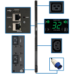 Tripp Lite PDUMNV32HV2LX 7.7kW Single-Phase Monitored PDU, LX Interface, 200-240V Outlets (36 C13/6 C19), IEC 309 32A Blue, 10 ft. (3.05 m) Cord, 0U 1.8m/70 in. Height, TAA -