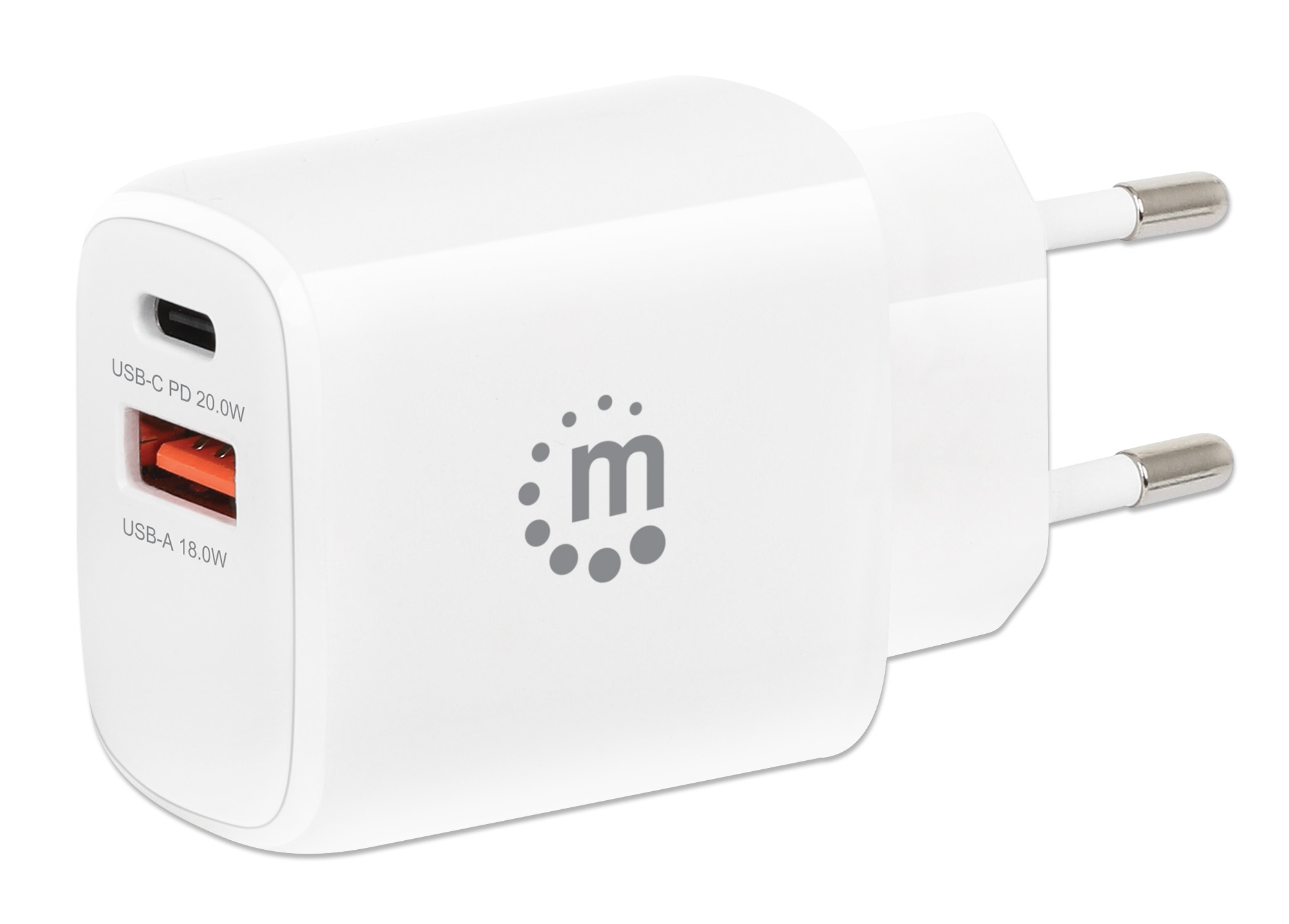 Image of Manhattan Wall/Power Mobile Device Charger (Euro 2-pin), USB-C and...