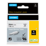 DYMO ® Rhino Industrial Heat-Shrink Labels, 1" Tube, Black Print on White
