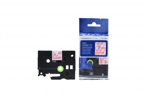 CTS Compatible Brother P Touch TZe-122 Red on Clear also for TZ-122 Label Cassette