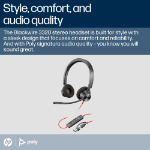 Poly Blackwire 3320 Stereo Microsoft Teams Certified USB-C Headset +USB-C/A Adapter