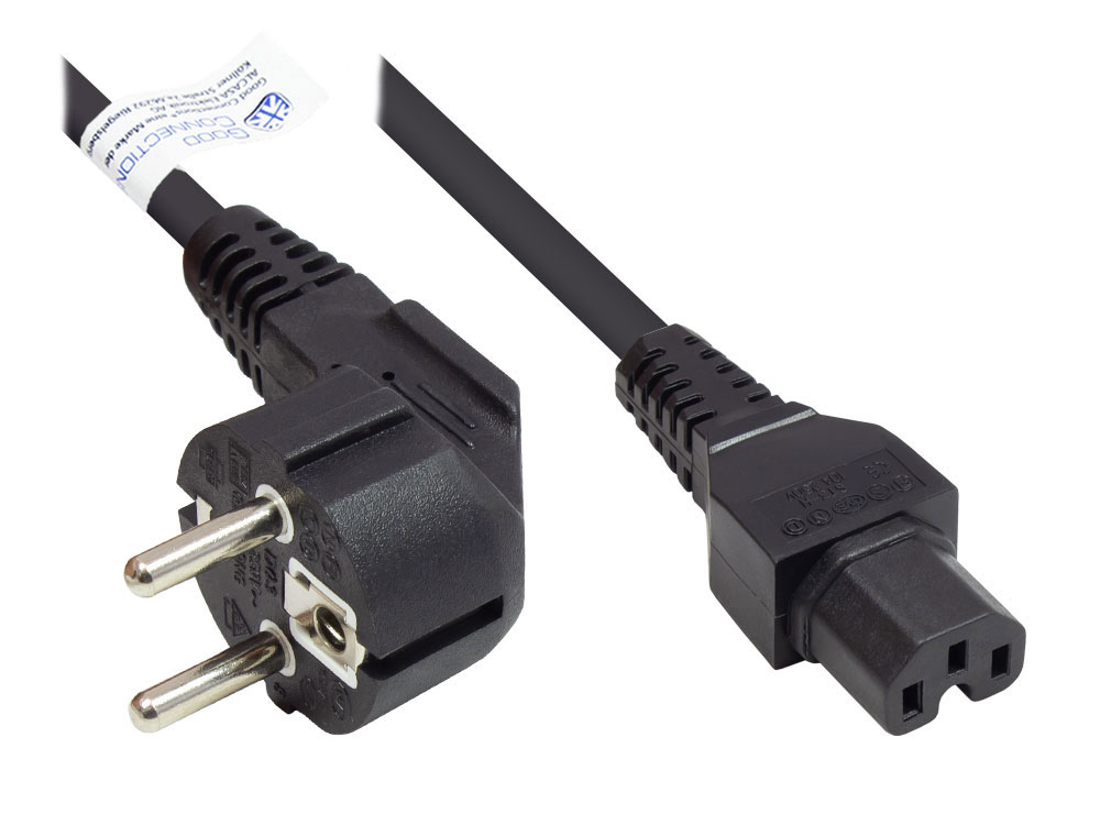 Alcasa P0150-S030 power cable Black 3 m Power plug type E+F C15 coupler