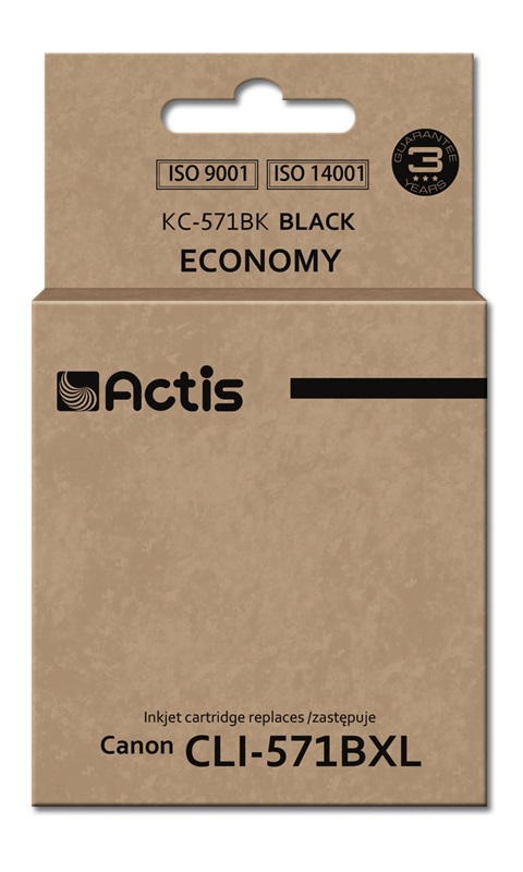 Actis KC-571Bk ink (replacement for Canon CLI-571Y; Standard; 12 ml; black)
