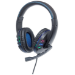 Manhattan USB-A Gaming Headset with LEDs. Retractable Built-in Microphone, Audio Control, Integrated 1.8m cable, Black and Blue