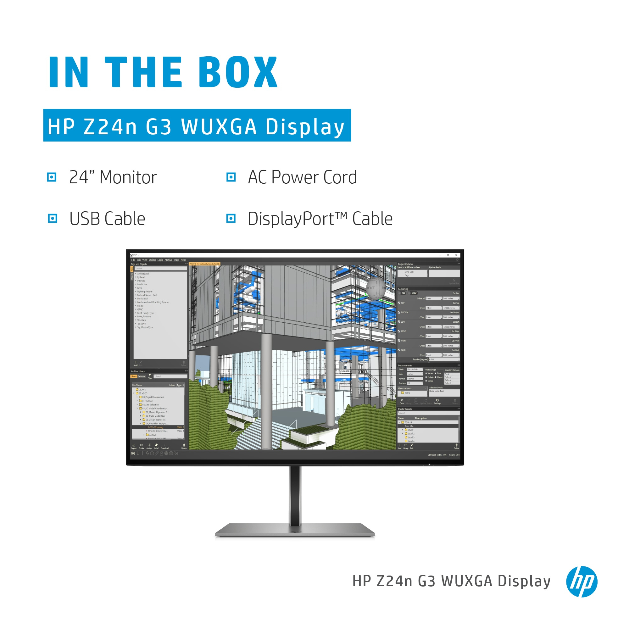 HP Z24n G3 computer monitor 61 cm (24") 1920 x 1200 pixels WUXGA LED Silver