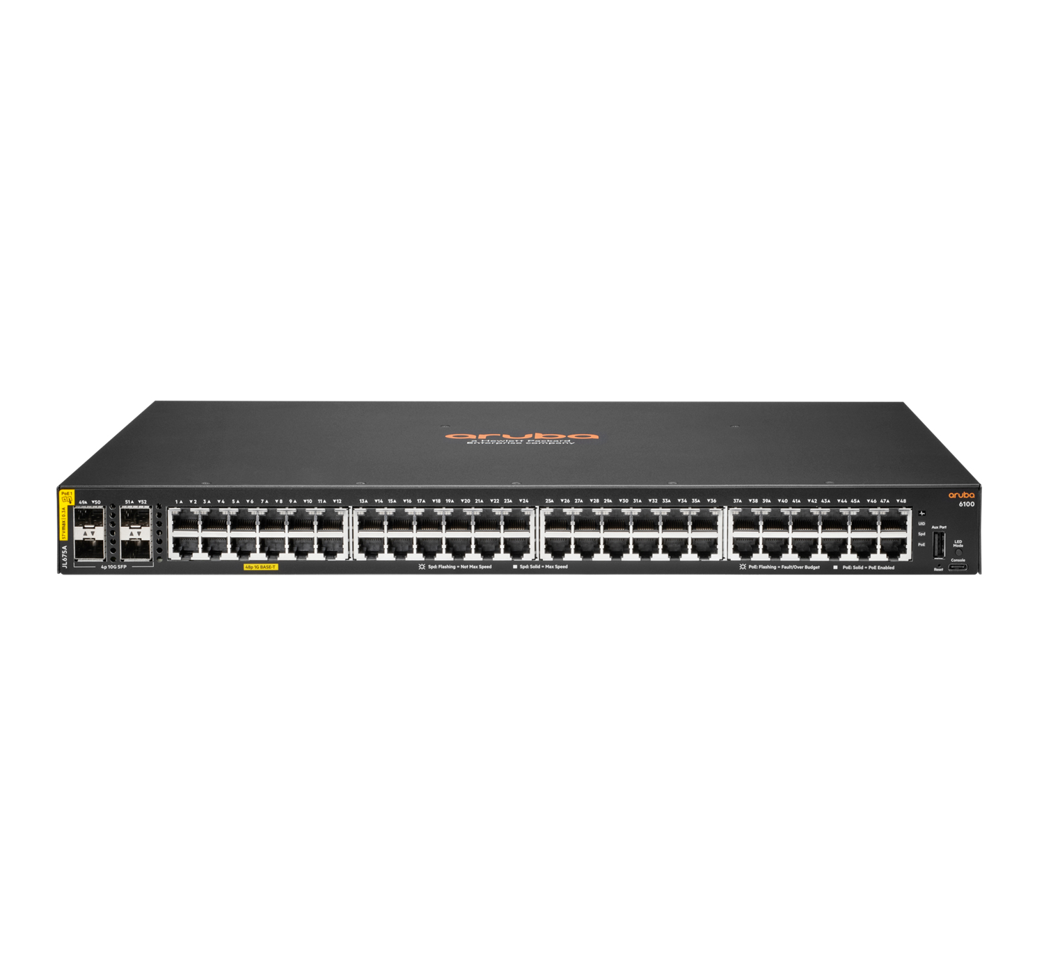 Image of Aruba 6100 48G Class4 PoE 4SFP+ 370W Managed L3 Gigabit Ethernet...