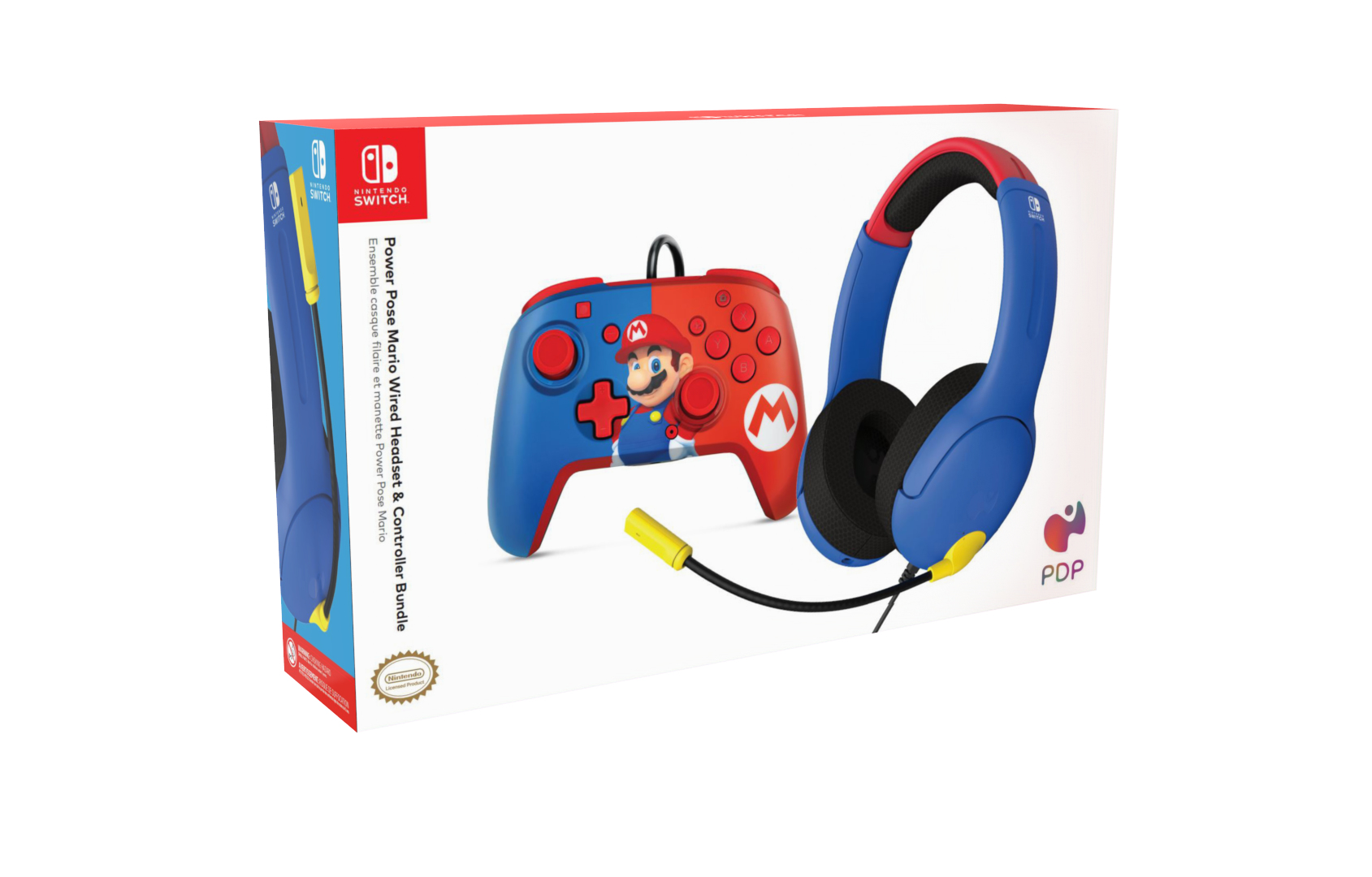 Image of PDP AIRLITE Wired Headset & REMATCH Wired Controller Bundle: Mario...