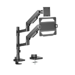 Brateck LDT81-C024P-ML-B NOTEWORTHY POLE-MOUNTED HEAVY-DUTY GAS SPRING DUAL MONITOR ARM WITH LAPTOP HOLDER Fit Most 17'-49' Monitor Black(LS)