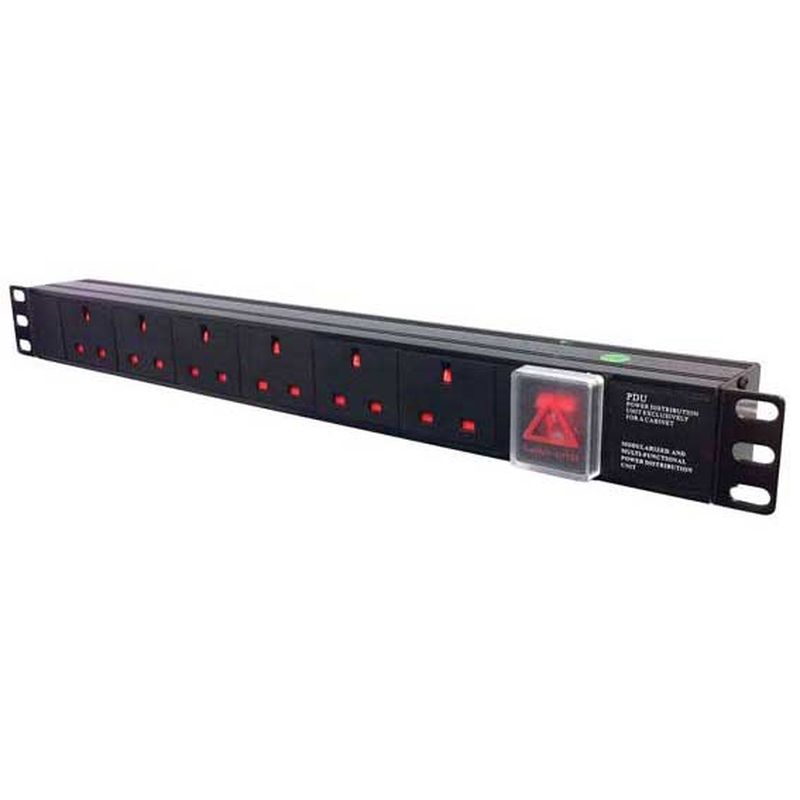 Image of FDL 1U 6 WAY PDU 13A SOCKETS TO 13A PLUG + SURGE PROTECTOR