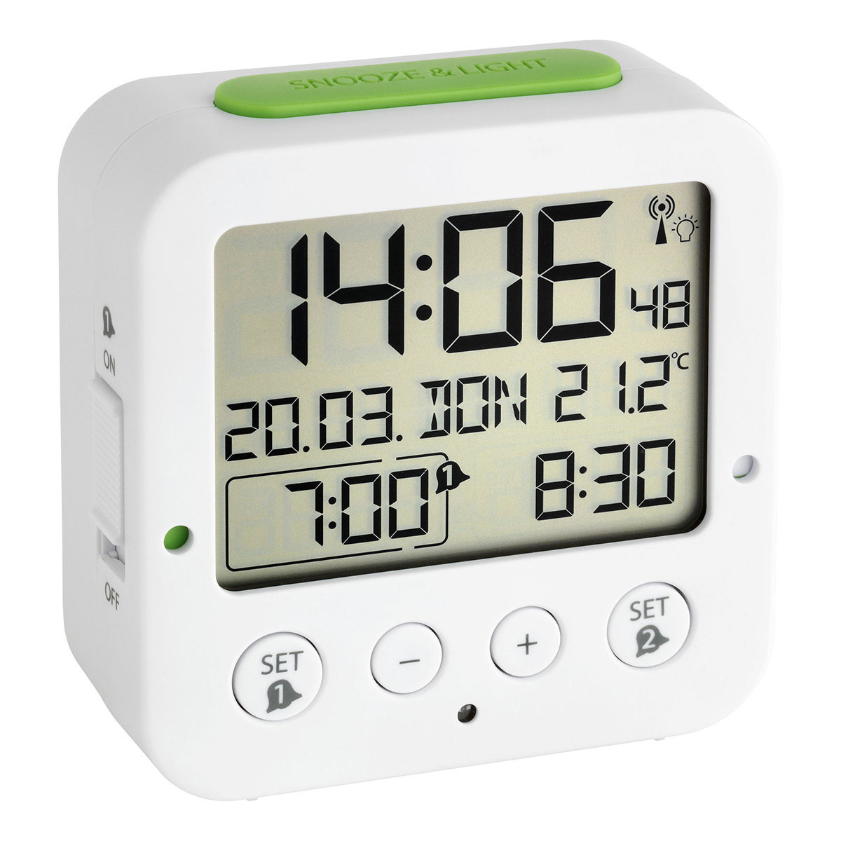 Image of TFA-Dostmann 60.2528.02 - Digital alarm clock - White - Plastic -...