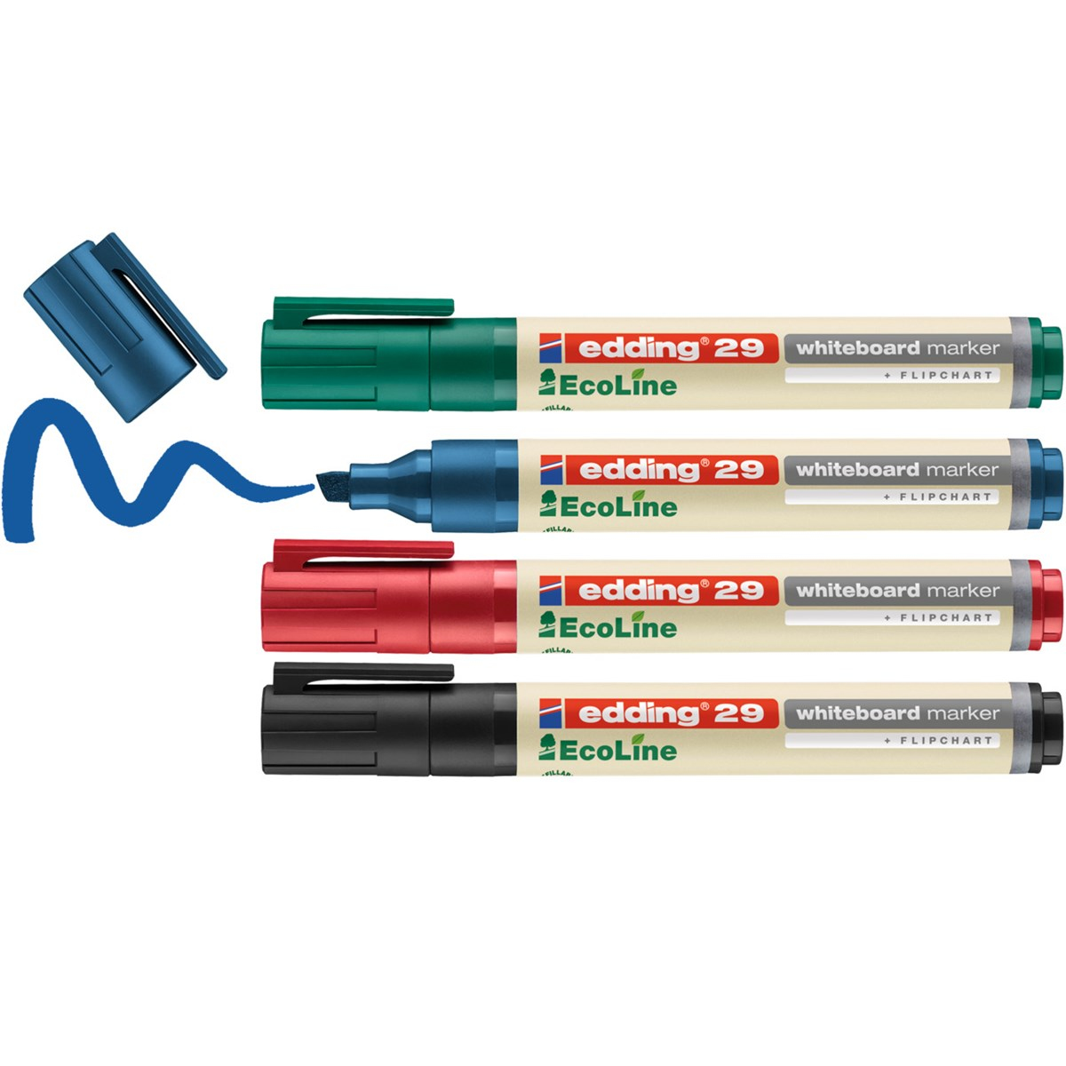Image of Edding 29 EcoLine marker 4 pc(s) Chisel tip Black, Blue, Green, Red
