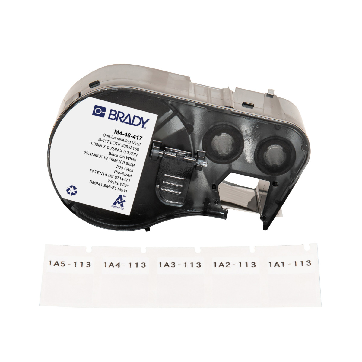 Image of Brady M4-48-417 printer label Black. White Self-adhesive printer label
