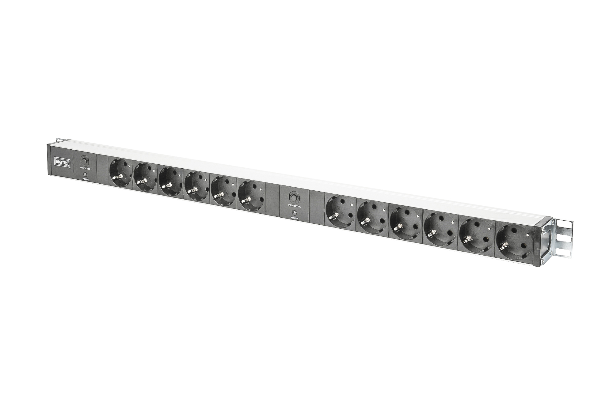 Image of Digitus aluminum outlet strip with overload protection, 12 safety...