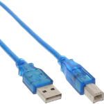 InLine USB 2.0 Cable Type A male / Type B blue transparent 3m