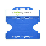 Digital ID 'Hello My Name Is' Light Blue Open-Faced Dual-Sided ID Card Holders - Landscape (Pack of 100)