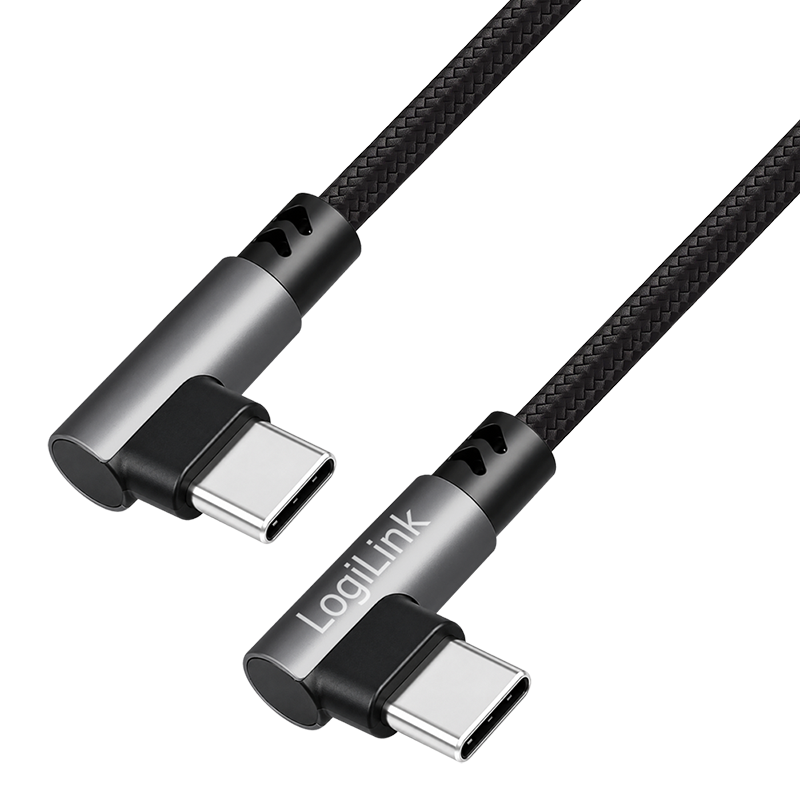 LogiLink USB 2.0 Type-C cable. C/M 90� to C/M 90�. 480 Mbps. 100W.meta