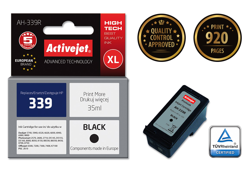 Activejet AH-339R ink (replacement for HP 339 C8767EE; Premium; 35 ml; black)