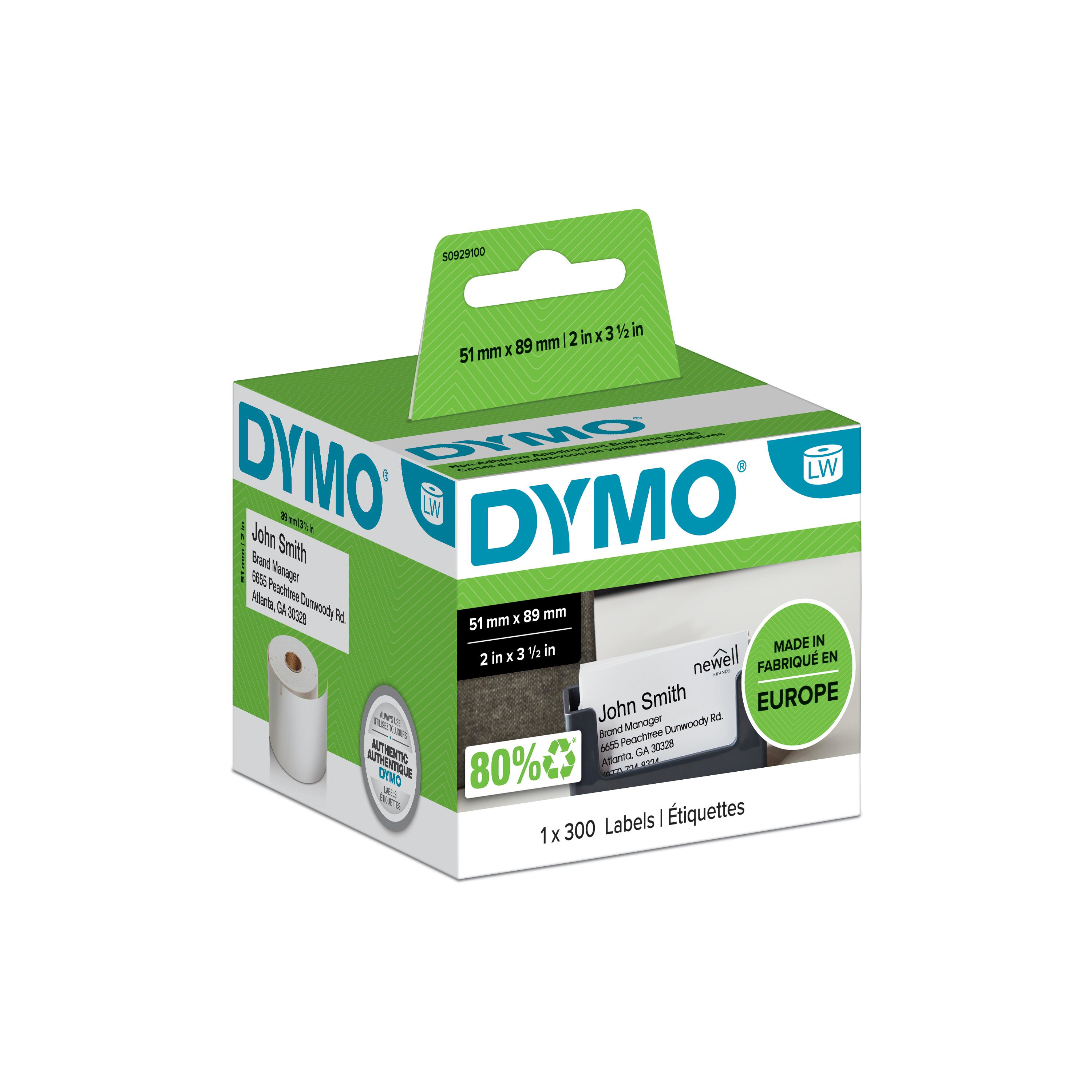 Image of Dymo S0929100 DirectLabel-etikettes / Visiting-cards white 89mm...