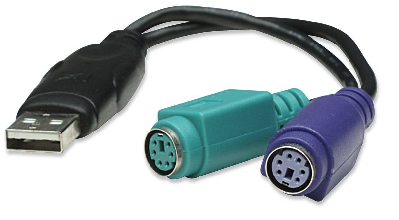 Manhattan USB-A to Dual PS/2 Converter. Connects PS/2 Keyboard and Mou