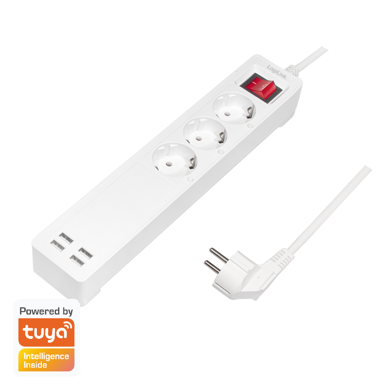 Image of LogiLink WiFi Smart Outlet strip, 3 safety sockets, Tuya...