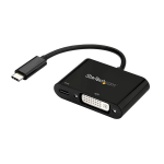 StarTech.com USB C to DVI Adapter with Power Delivery - 1080p USB Type-C to DVI-D Single Link Video Display Converter w/ Charging - 60W PD Pass-Through - Thunderbolt 3 Compatible - Black