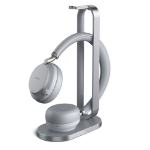 Yealink Headset Wireless Bluetooth NC with Retractablle Mic, B/T Dongle & Charging Stand BH72 Dual Teams Silver