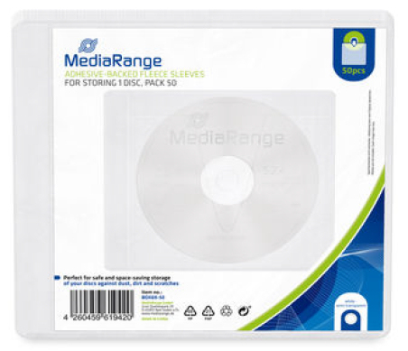 MediaRange BOX69-50 optical disc case Sleeve case 1 discs Translucent, White