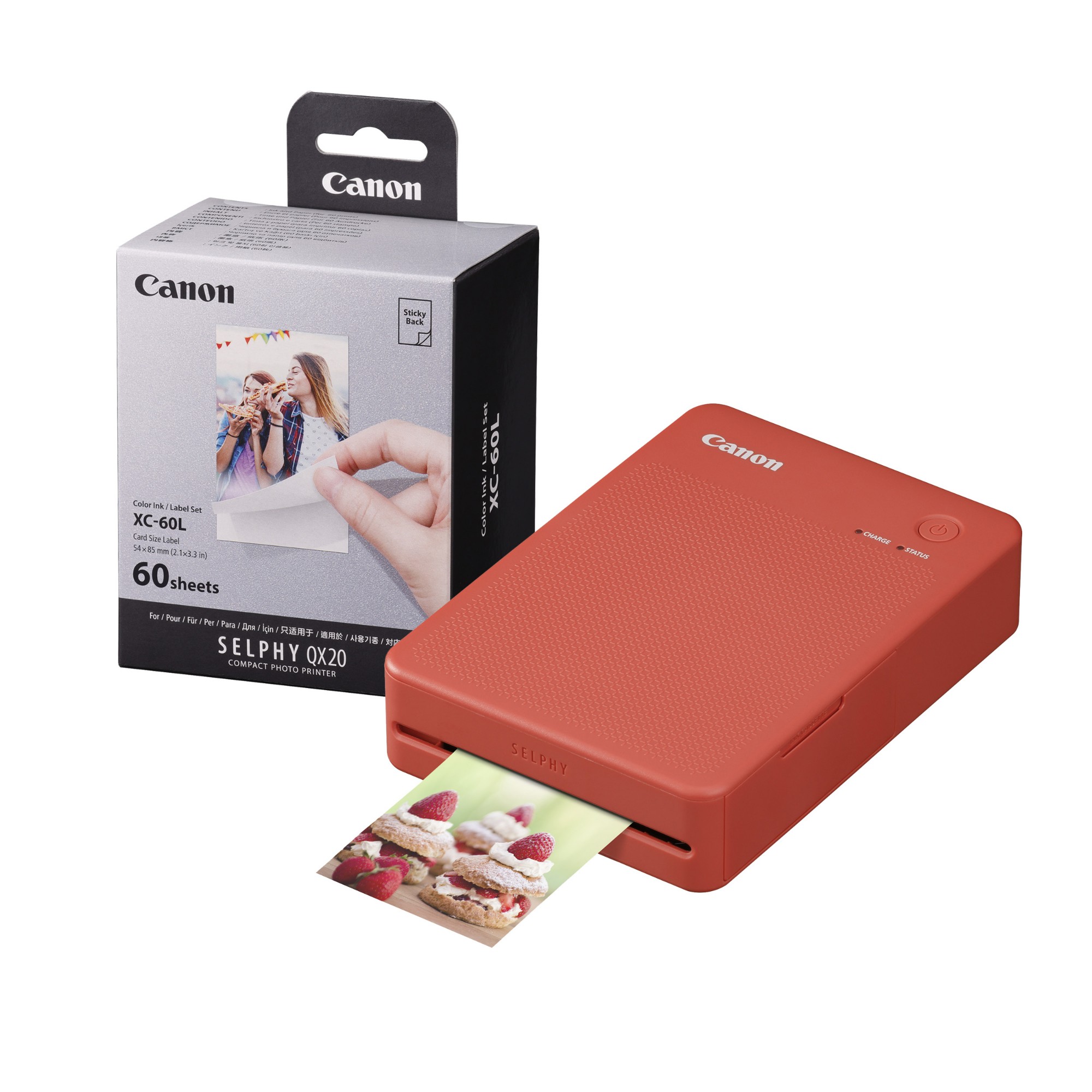 Canon Selphy QX20 Instant Photo Printer - Terracotta Red - Printer + 6