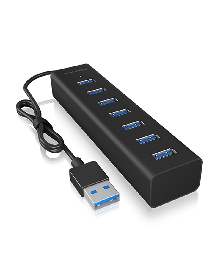 ICY BOX IB-HUB1700-U3 USB 3.2 Gen 1 (3.1 Gen 1) Type-A 5000 Mbit/s Black
