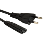 Videk Euro CEE7-16 Plug to Figure 8 C7 Socket Power Cable Black 2Mtr