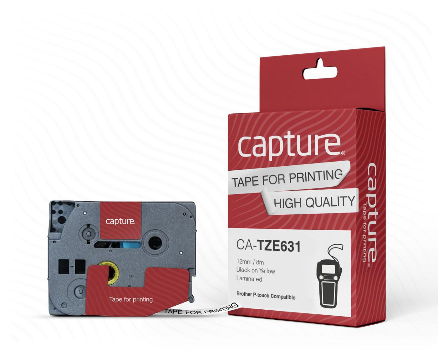 CA-TZE631 CAPTURE 12mm x 8m Black on Yellow Tape
