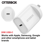 OTTERBOX 20W USB-C (Type I) PD Fast Wall Charger - White (78-81352), Compact, Drop Tested,Safe & Smart Charging,Best for Apple, 7 Years Warranty